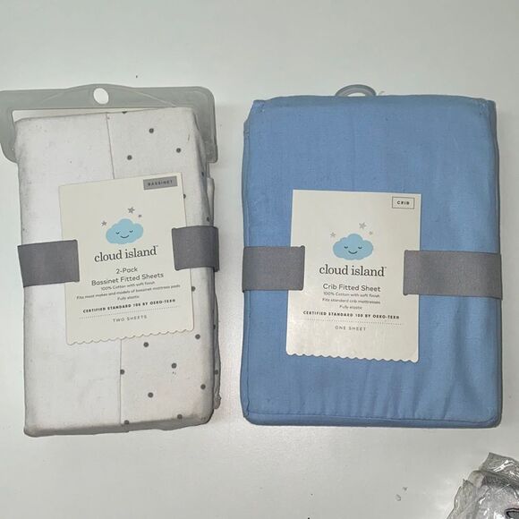 🔥cloud island 2-Pack Bassinet Fitted Sheets & Crib Fitted Sheet
100% Cotton New - Picture 1 of 3